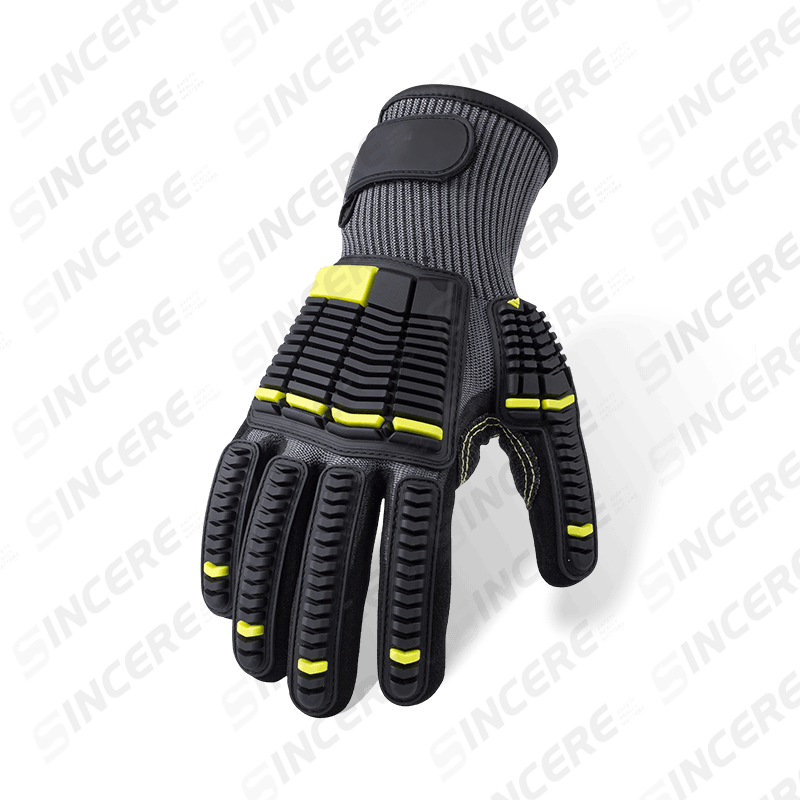 13 Gauge ANSI A4 Cut Resistant Gloves with TPR Impact Protection — Nitrile Sandy Palm, ANSI Impact Level 2