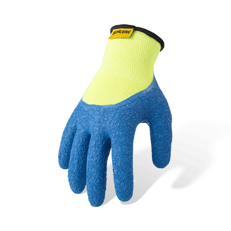 13 Gauge Polyester Latex Crinkle 3/4 Dipped Work Gloves — Hi-Vis Yellow 13 Gauge Polyester Latex Crinkle 3/4 Dipped Work Gloves — Hi-Vis Yellow