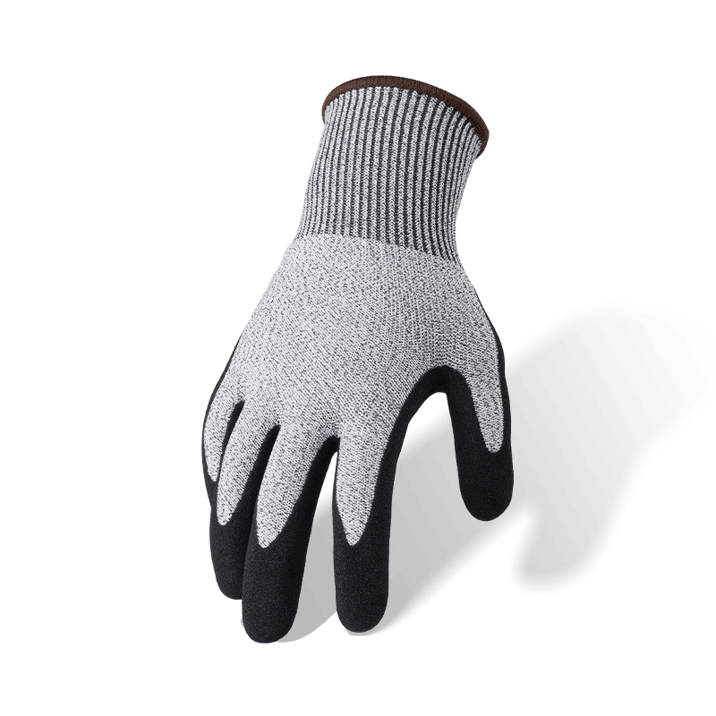 13 Gauge ANSI A4 Cut Resistant Gloves with Black Nitrile Sandy Palm Coating