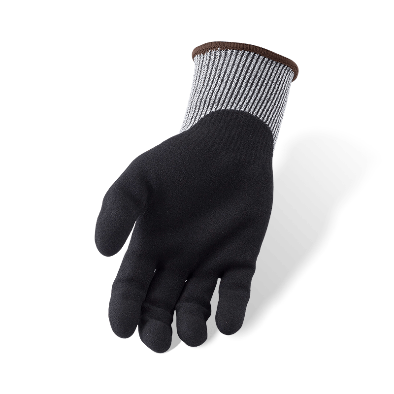 13 Gauge ANSI A4 Cut Resistant Gloves with Black Nitrile Sandy Palm Coating