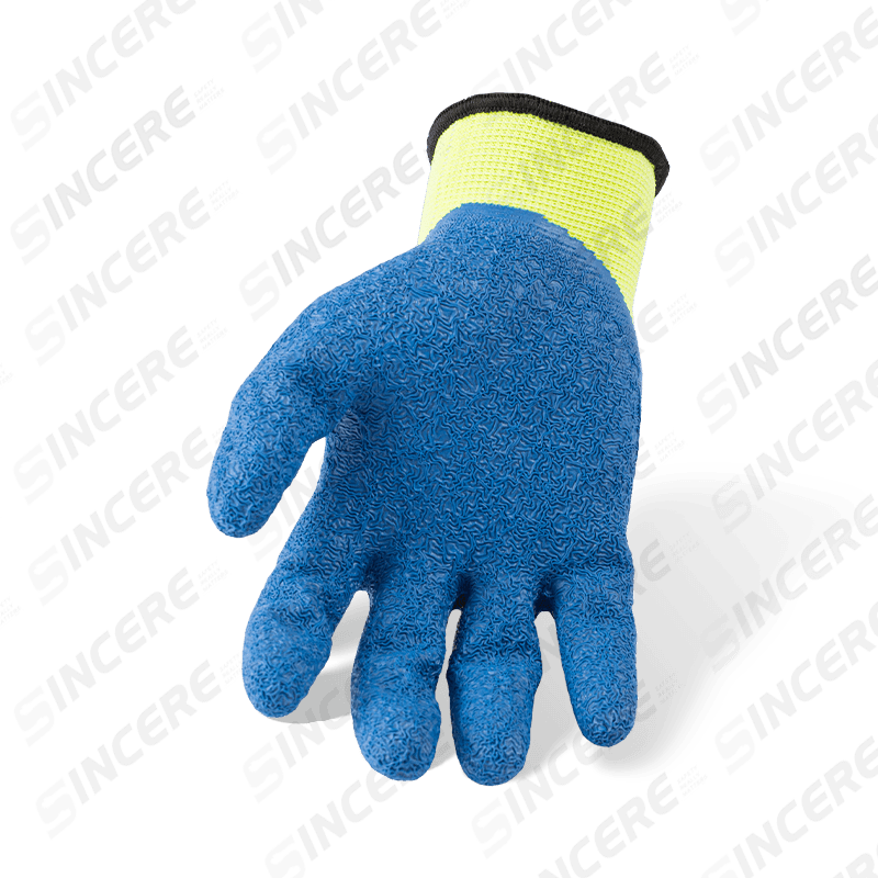 13 Gauge Polyester Latex Crinkle 3/4 Dipped Work Gloves — Hi-Vis Yellow 13 Gauge Polyester Latex Crinkle 3/4 Dipped Work Gloves — Hi-Vis Yellow