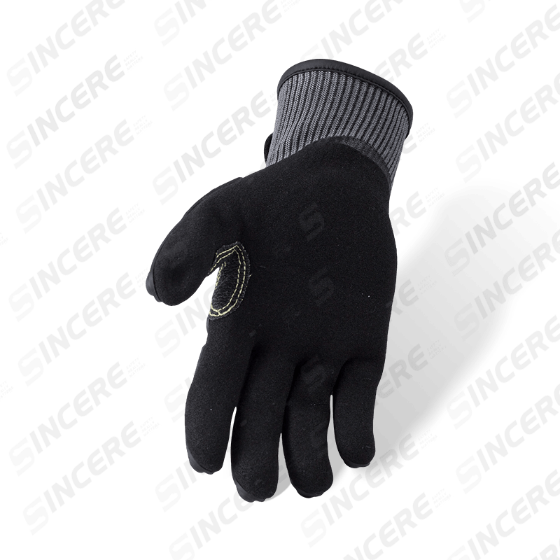 13 Gauge ANSI A4 Cut Resistant Gloves with TPR Impact Protection — Nitrile Sandy Palm, ANSI Impact Level 2