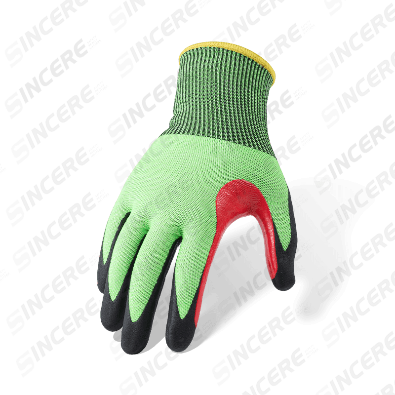 18 Gauge ANSI A6 Cut Resistant Gloves with Black Nitrile Micro-Foam Palm and Reinforced Thumb Crotch