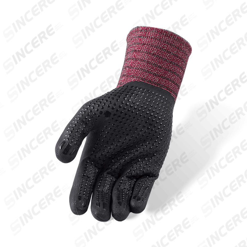 15 Gauge Nylon Spandex Gloves with Black Nitrile Micro-Foam Palm and Nitrile Dotted Anti-Slip Grip