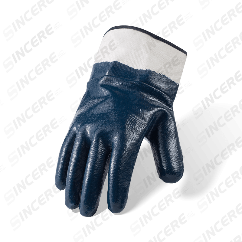 7 Gauge Cotton Fleece Lined Blue Nitrile Fully Coated Work Gloves — Smooth Waterproof, Oil and Chemical Resistant 7 Gauge Cotton Fleece Lined Blue Nitrile Fully Coated Work Gloves — Smooth Waterproof, Oil and Chemical Resistant