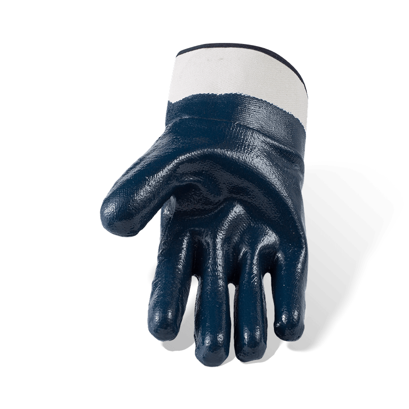 7 Gauge Cotton Fleece Lined Blue Nitrile Fully Coated Work Gloves — Smooth Waterproof, Oil and Chemical Resistant 7 Gauge Cotton Fleece Lined Blue Nitrile Fully Coated Work Gloves — Smooth Waterproof, Oil and Chemical Resistant