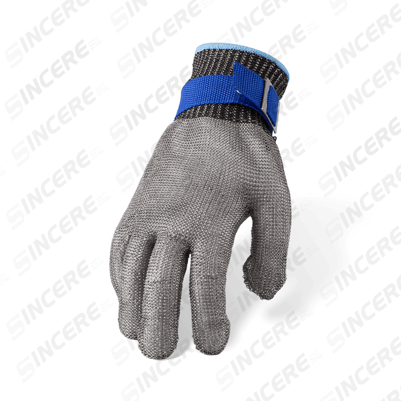 7 Gauge Stainless Steel Mesh ANSI A9 Cut Resistant Gloves — Maximum Cut Protection for Food and Industrial Use
