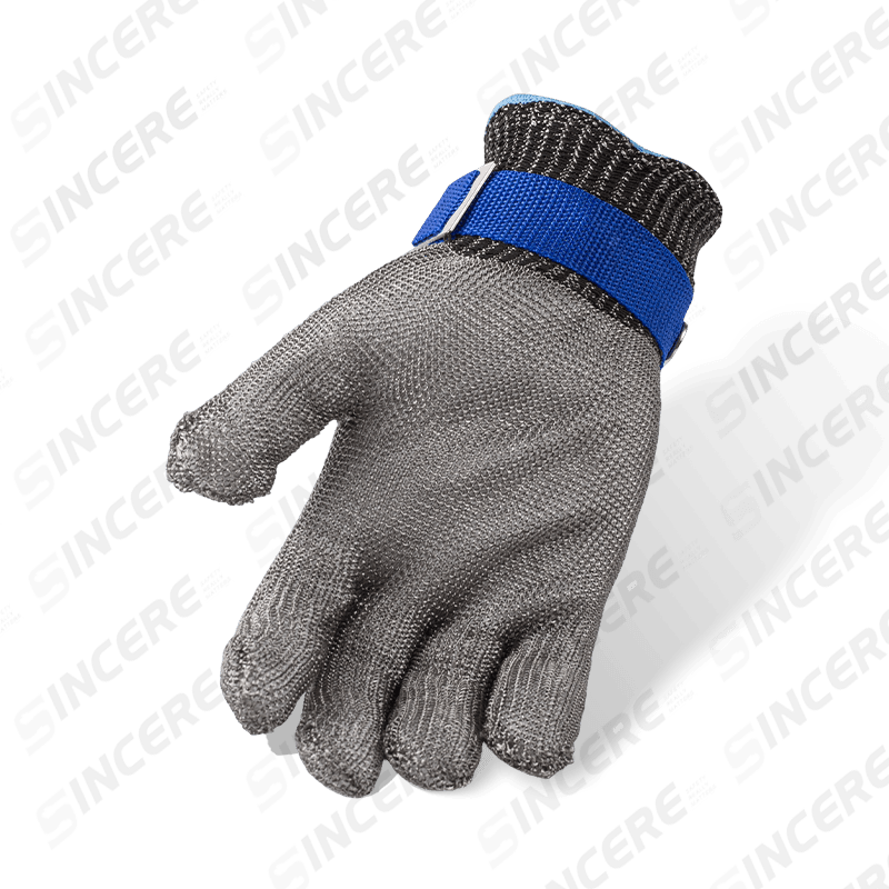 7 Gauge Stainless Steel Mesh ANSI A9 Cut Resistant Gloves — Maximum Cut Protection for Food and Industrial Use