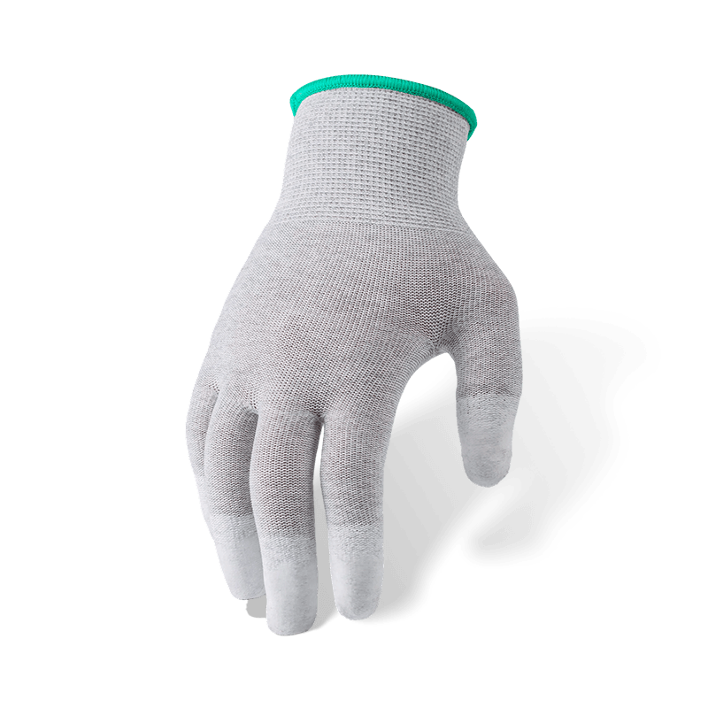 13 Gauge Carbon Fiber Liner Gloves with White PU Finger-Dip Coating — Precision and ESD-Safe