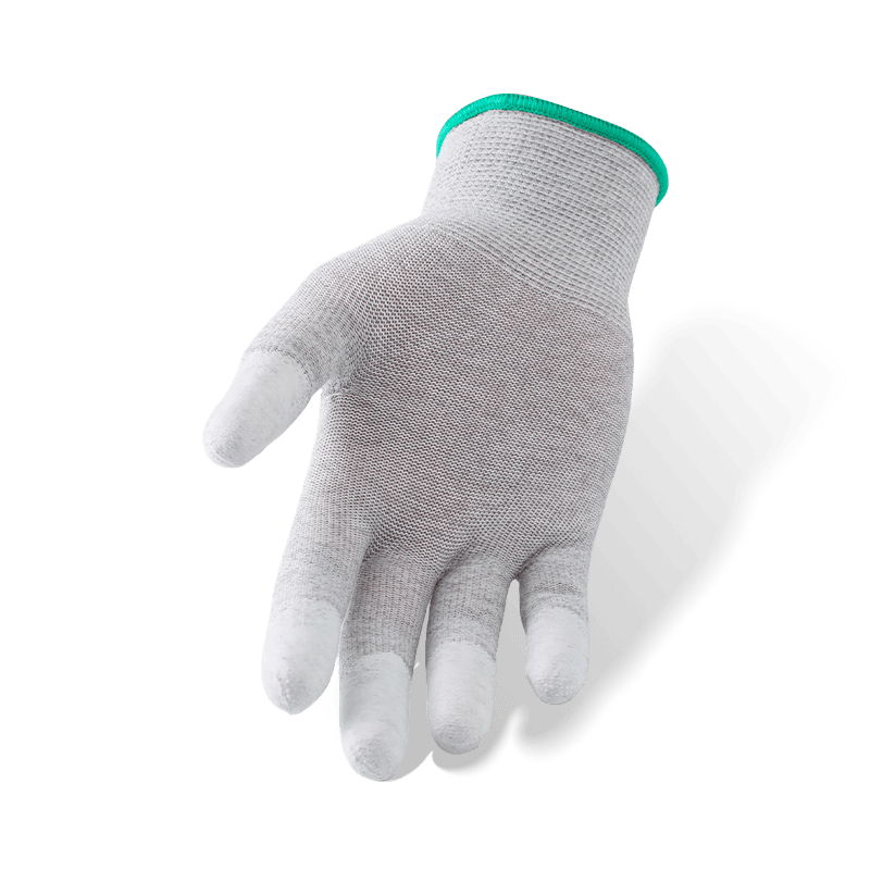 13 Gauge Carbon Fiber Liner Gloves with White PU Finger-Dip Coating — Precision and ESD-Safe