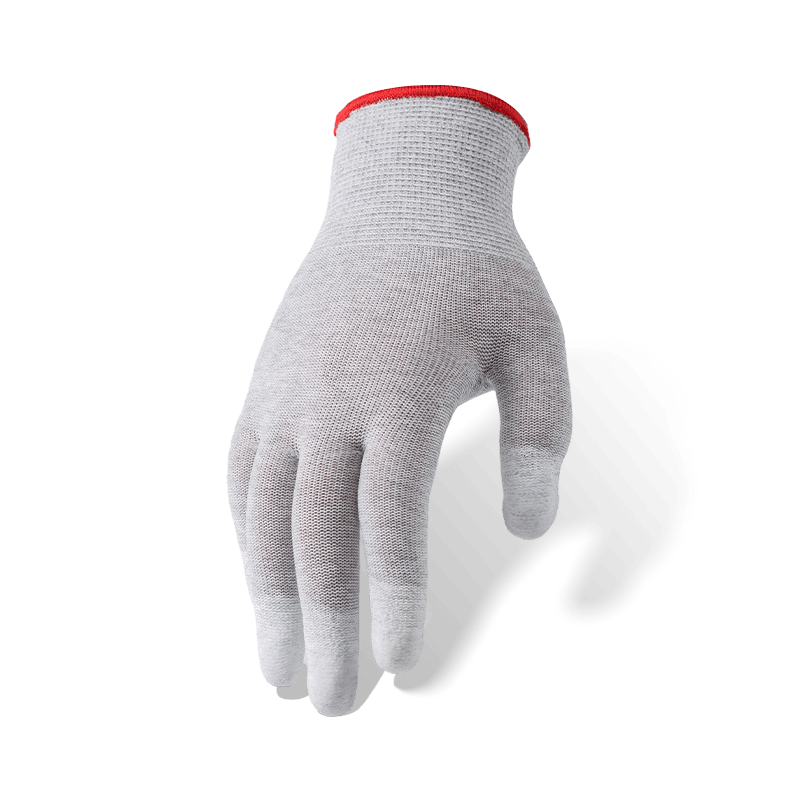 13 Gauge Carbon Fiber Liner Gloves with White PU Finger-Dip Coating — Precision and ESD-Safe
