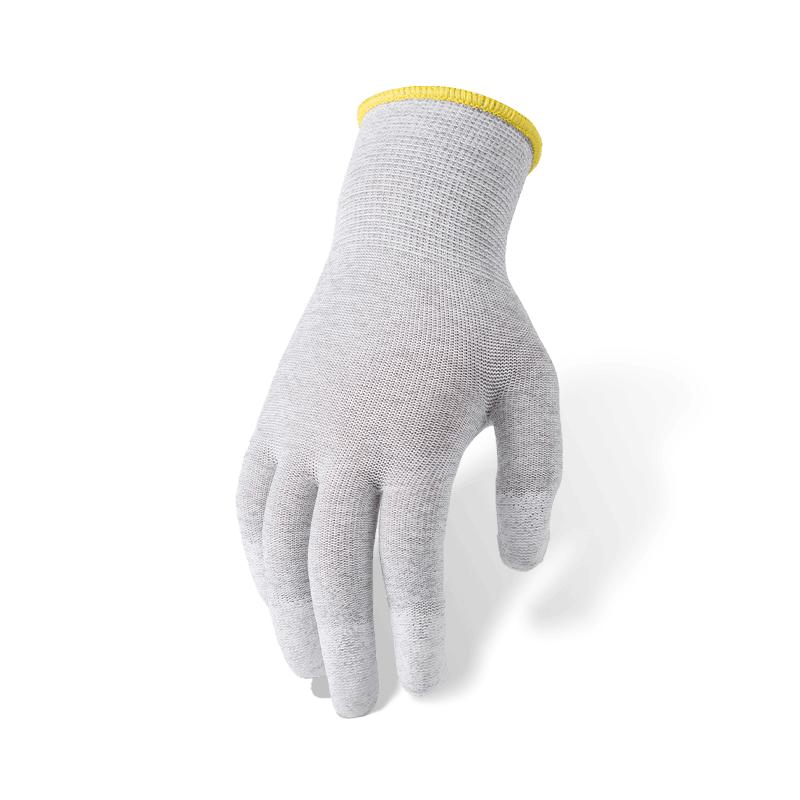 13 Gauge Carbon Fiber Liner Gloves with White PU Finger-Dip Coating — Precision and ESD-Safe