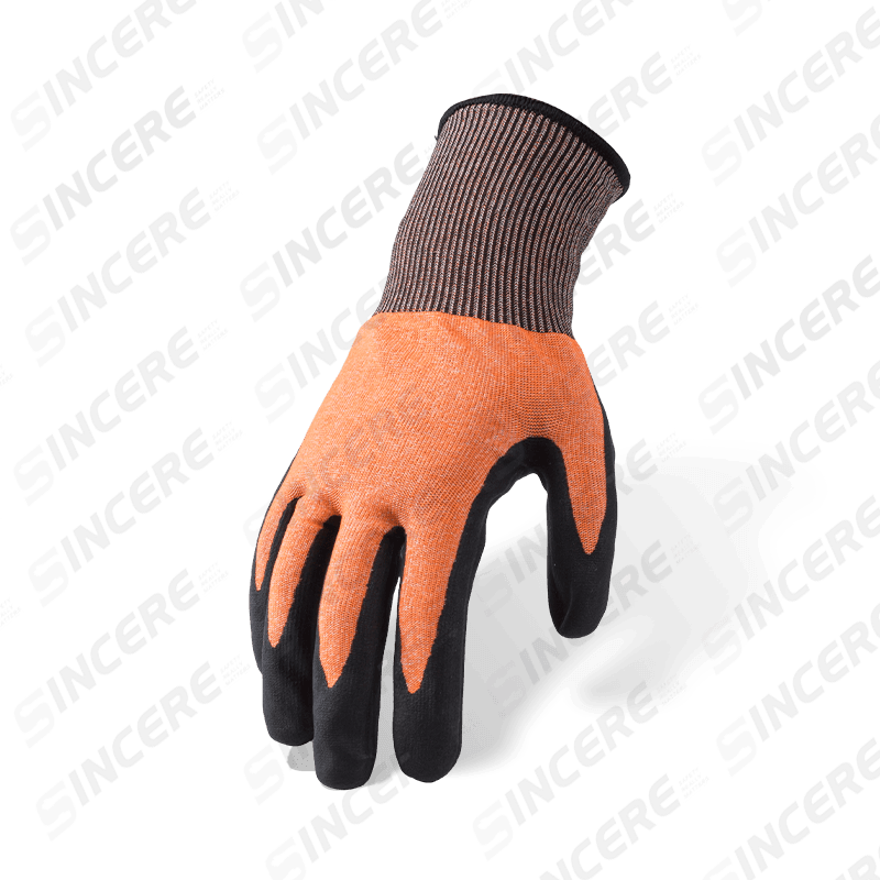 21 Gauge ANSI A4 Cut Resistant Gloves with Black Nitrile Sandy Palm — Ultra-Fine Dexterity