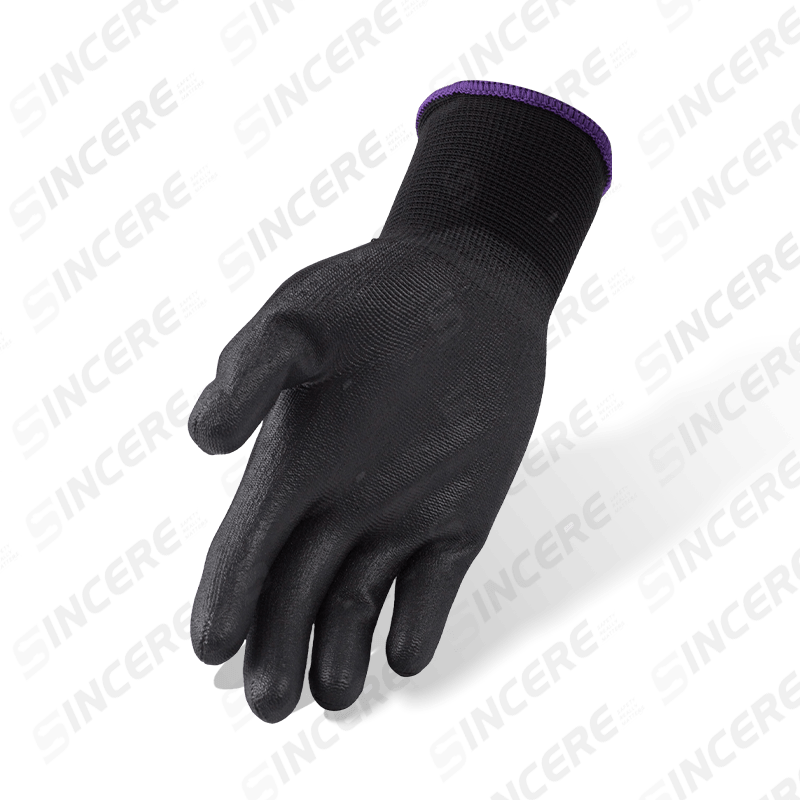 13 Gauge Black Nylon Gloves with Black PU Palm Coating — Durable General Purpose Work Gloves 13 Gauge Black Nylon Gloves with Black PU Palm Coating — Durable General Purpose Work Gloves