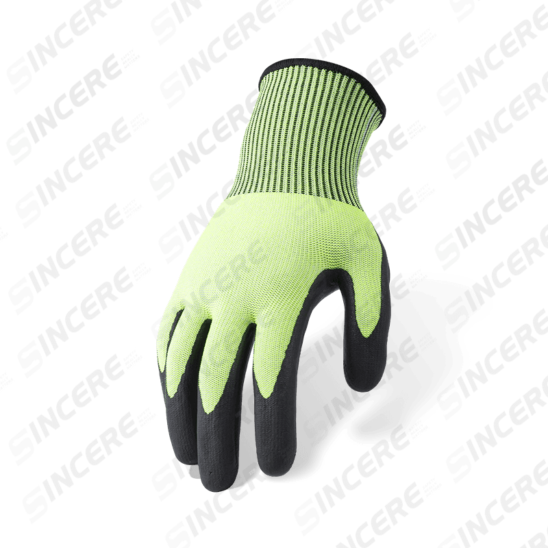 18 Gauge ANSI A5 Cut Resistant Gloves with Black Nitrile Micro-Foam Palm — Fine-Gauge Dexterity
