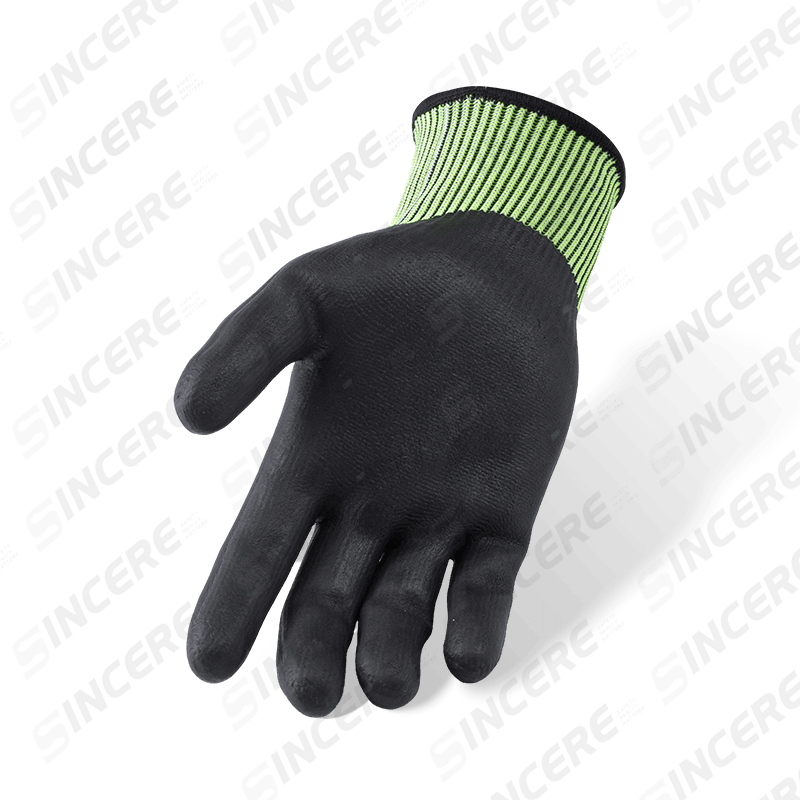 18 Gauge ANSI A5 Cut Resistant Gloves with Black Nitrile Micro-Foam Palm — Fine-Gauge Dexterity