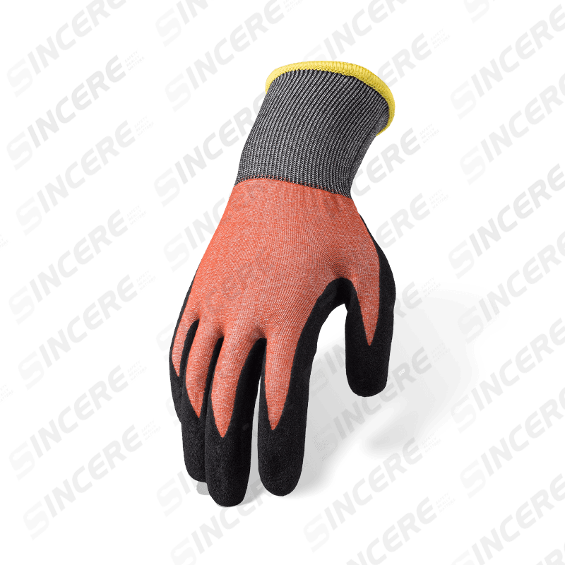 21 Gauge ANSI A5 Cut Resistant Gloves with Black Nitrile Sandy Palm — Ultra-Fine High-Dexterity Cut Protection