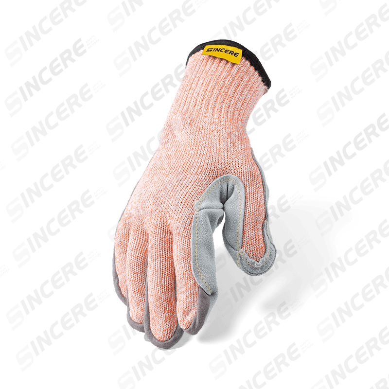 7 Gauge ANSI A9 Cut Resistant Gloves with Full-Grain Leather Palm and Reinforced Thumb Crotch — Maximum Cut Protection