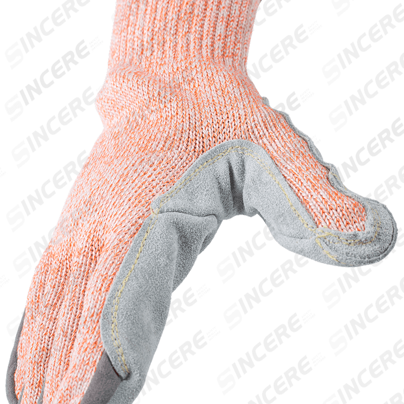 7 Gauge ANSI A9 Cut Resistant Gloves with Full-Grain Leather Palm and Reinforced Thumb Crotch — Maximum Cut Protection 7 Gauge ANSI A9 Cut Resistant Gloves with Full-Grain Leather Palm and Reinforced Thumb Crotch — Maximum Cut Protection