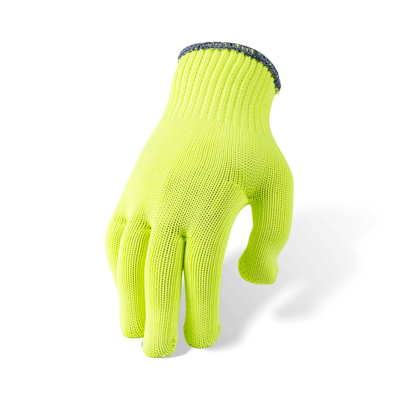 10 Gauge Hi-Vis Fluorescent Yellow Polyester Gloves with PVC Dotted Palm — High-Visibility General Purpose Grip Gloves