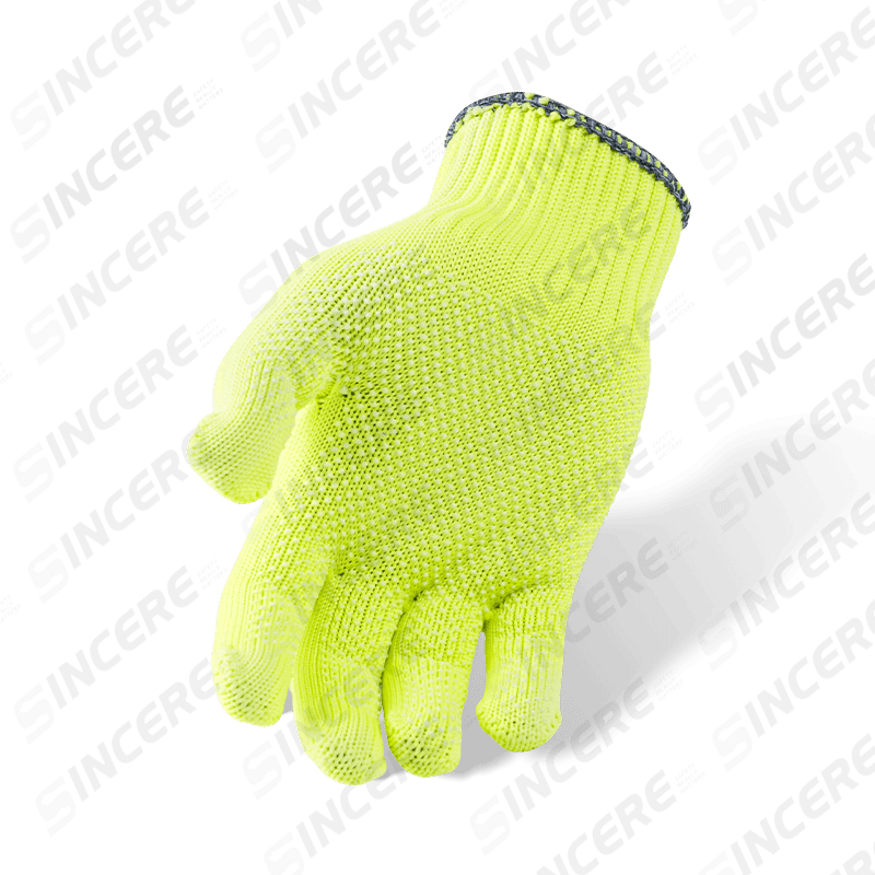 10 Gauge Hi-Vis Fluorescent Yellow Polyester Gloves with PVC Dotted Palm — High-Visibility General Purpose Grip Gloves 10 Gauge Hi-Vis Fluorescent Yellow Polyester Gloves with PVC Dotted Palm — High-Visibility General Purpose Grip Gloves