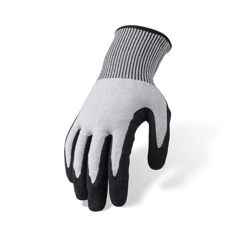 15 Gauge ANSI A6 Cut Resistant Gloves with Black Nitrile Sandy Palm — Fine-Gauge Heavy Cut Protection