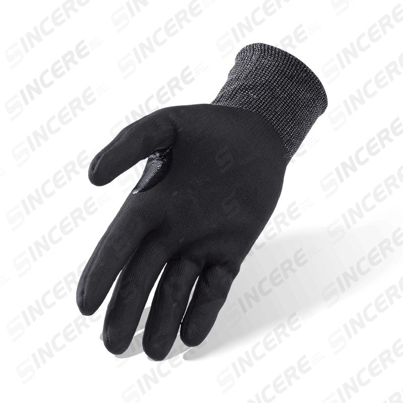 18 Gauge ANSI A6 Cut Resistant Gloves with Black Nitrile Micro-Foam Palm and Reinforced Thumb Crotch — Fine-Gauge Heavy Cut Protection