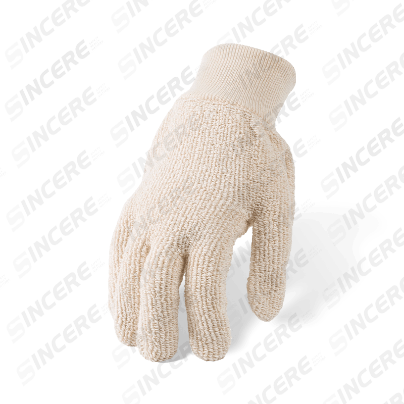 100% Cotton Terry Cloth Heat Resistant Gloves with Cotton Knit Wrist — Industrial Thermal Protection