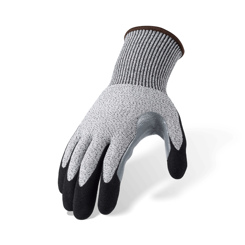 13 Gauge ANSI A4 Cut Resistant Gloves with Black Nitrile Sandy Palm and Extra-Long Reinforced Thumb Crotch 13 Gauge ANSI A4 Cut Resistant Gloves with Black Nitrile Sandy Palm and Extra-Long Reinforced Thumb Crotch