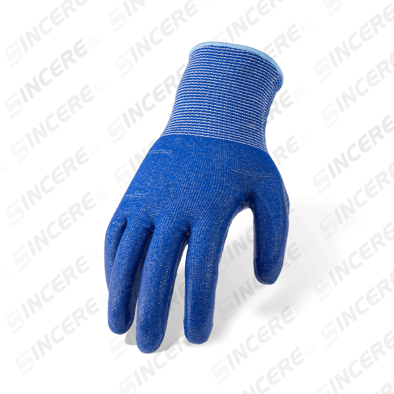 13 Gauge Blue ANSI A4 Cut Resistant Gloves with Clear Silicone Palm Coating — Heat Resistant Medium-High Cut Protection 13 Gauge Blue ANSI A4 Cut Resistant Gloves with Clear Silicone Palm Coating — Heat Resistant Medium-High Cut Protection