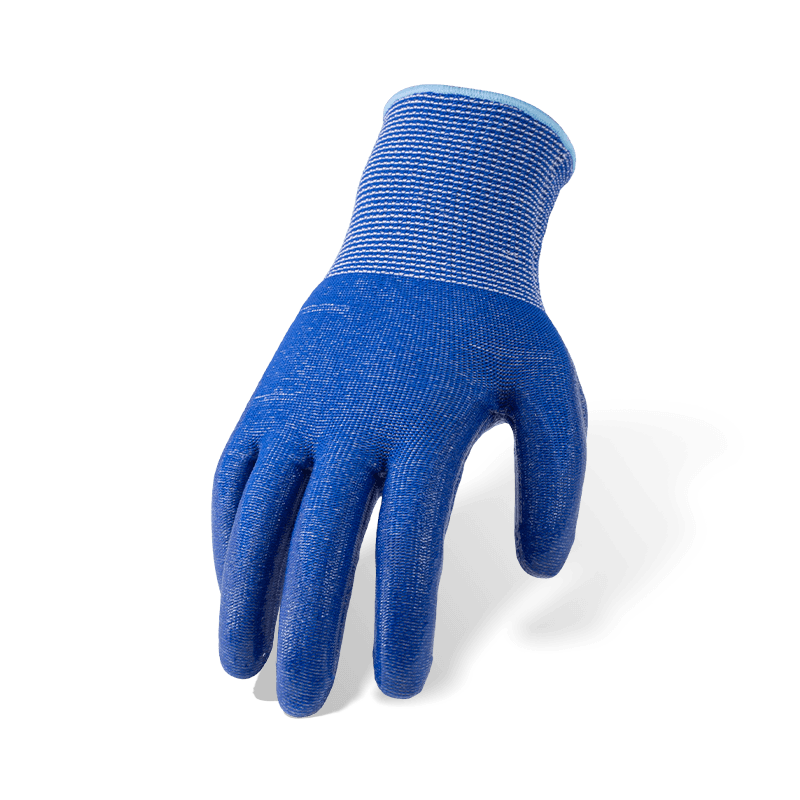 13 Gauge Blue ANSI A4 Cut Resistant Gloves with Clear Silicone Palm Coating — Heat Resistant Medium-High Cut Protection