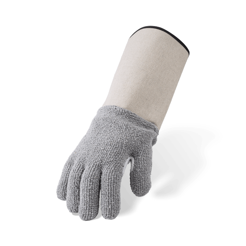 Grey Cotton Terry Cloth Heat Resistant Gloves with Neoprene Cuff — Industrial Thermal Protection