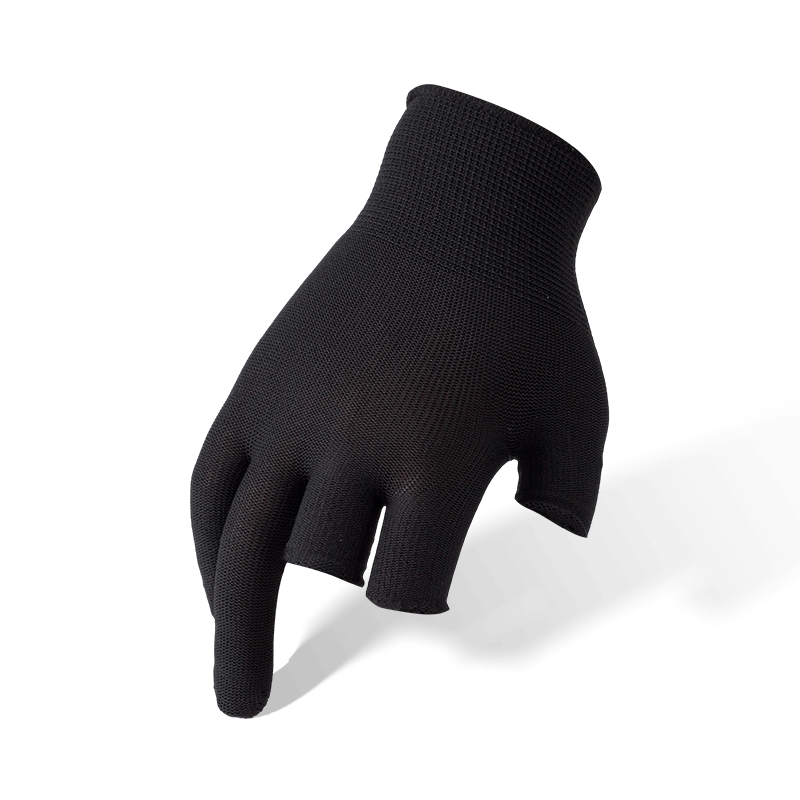 13 Gauge Polyester 3-Fingerless Gloves with PVC Dotted Palm — Dexterity Grip Work Gloves